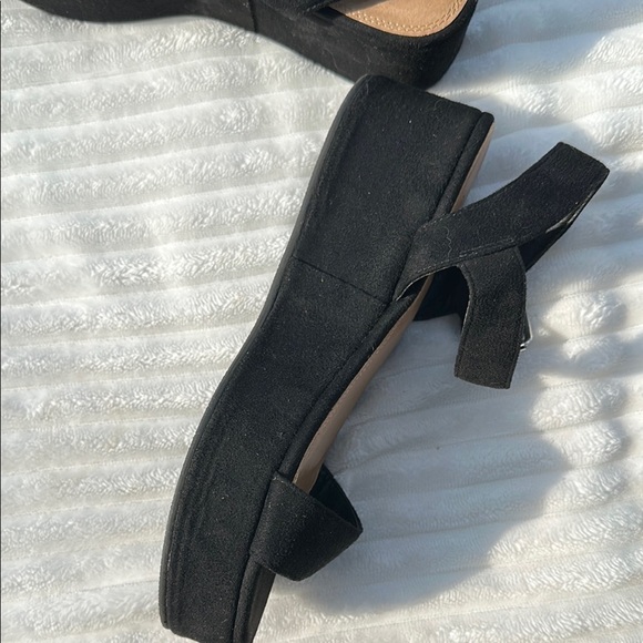 ASOS Black Suede Sandals with Wide Strap and Cushioned Sole - Picture 6 of 12